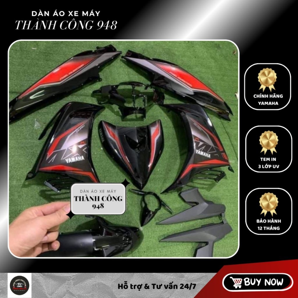 Dàn áo Exciter 135 Đen bóng Tem MX King | Hàng Chính Hãng chuẩn đời 2011–2014 | Tặng Tem + Baga + St
