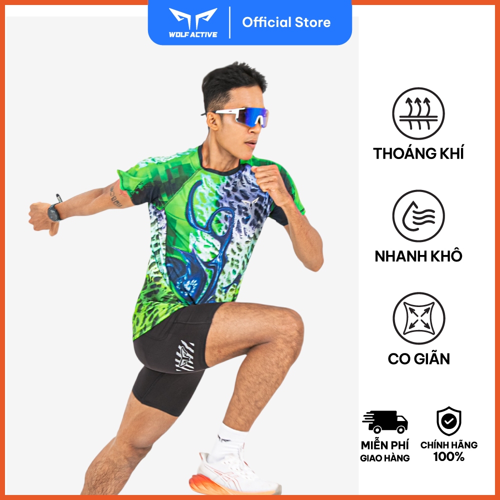 Áo Thun Chạy Bộ Nam Wolf Active Fern Cell 265, Chất Vải Wolf Active Siêu Nhẹ, Thoáng Khí, Đẹp Mắt