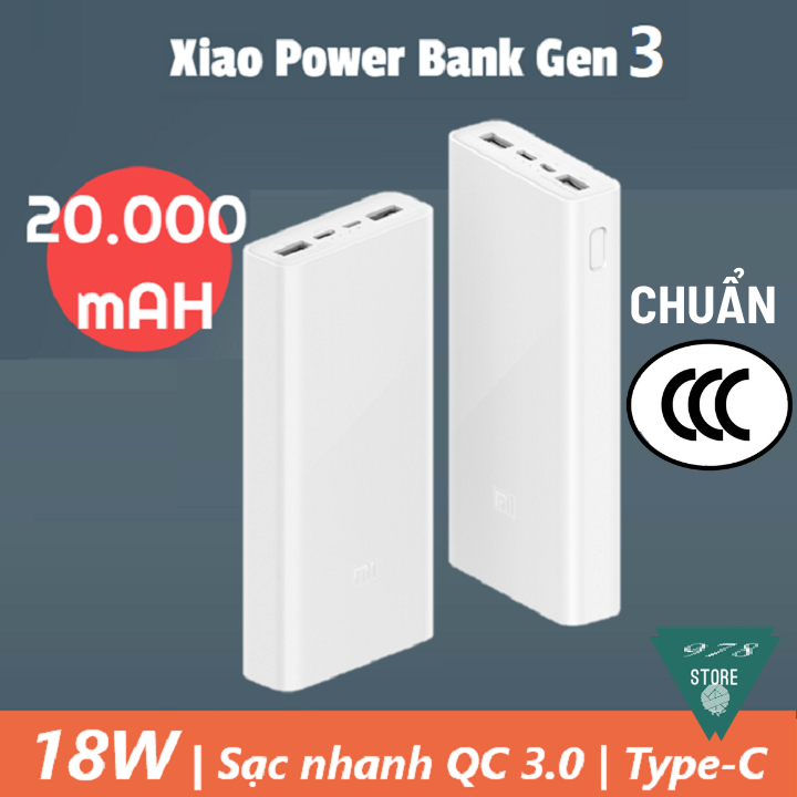 Pin sạc dự phòng Xiao gen 3 20000 mAh - Pin dự phòng Xiao PLM18ZM 18w 20000 mAh