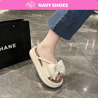 [LOẠI 1-QC] - Dép Bánh Mì Đế Cao 5 Phân, Dép Xuồng Nơ Phồng Style Hàn Quốc Lên Chân Cực Kỳ Xinh, Thời Trang NaVy Shoes