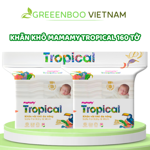 Khăn Khô Mamamy Tropical 160 Tờ, Khăn Vải Khô Đa Năng Mềm Mịn Thấm Hút Tốt Cho Mẹ Và Bé