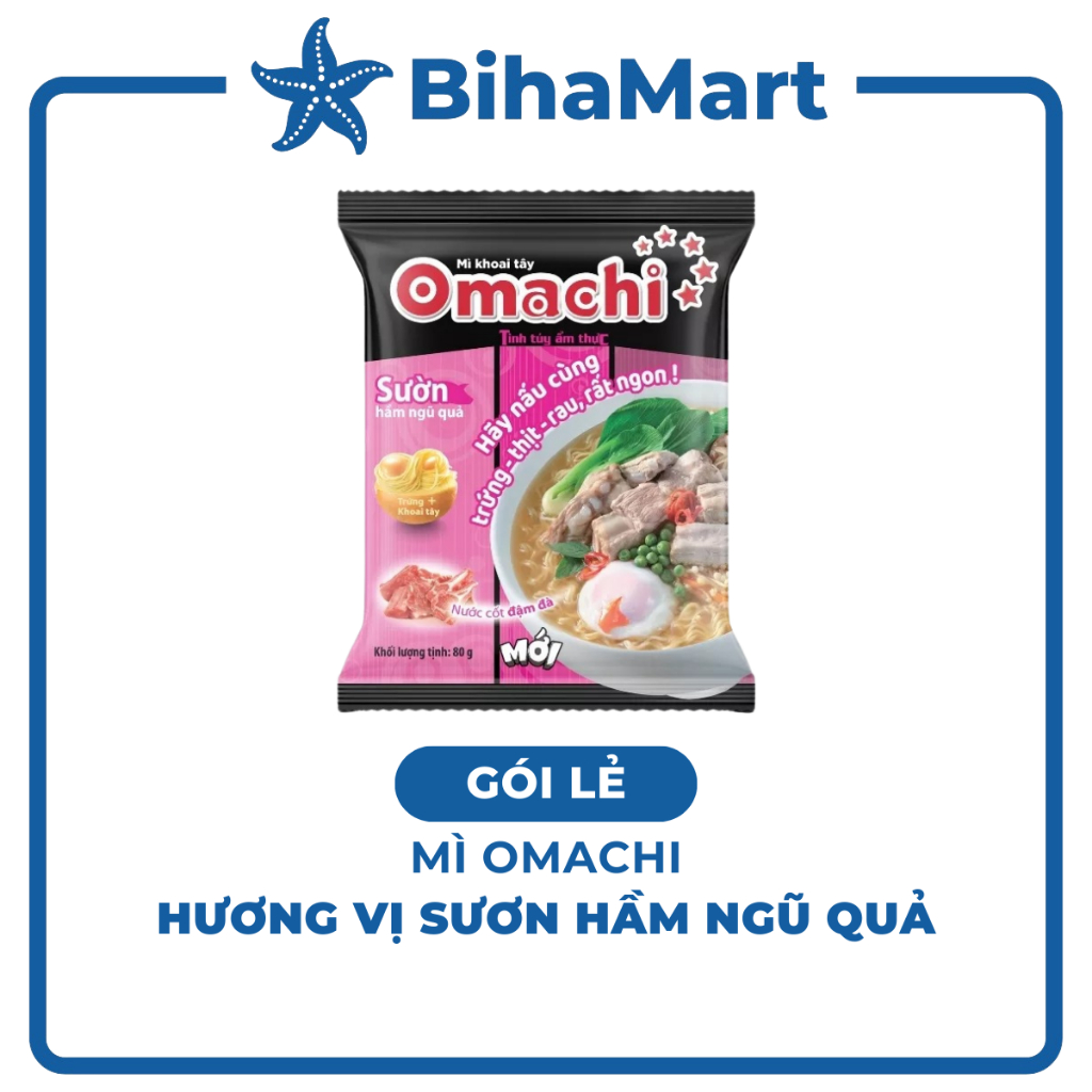 [GÓI LẺ] - MASAN - Mì khoai tây Omachi hương vị Sườn Hầm Ngũ Quả, Mì Omachi sườn hầm ngũ quả, Mì Oma