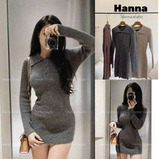  Deal Mẫu Mới  Váy len tăm dài tay cổ đức cúc cài form ôm body tôn dáng thời trang Hàn Quốc 
