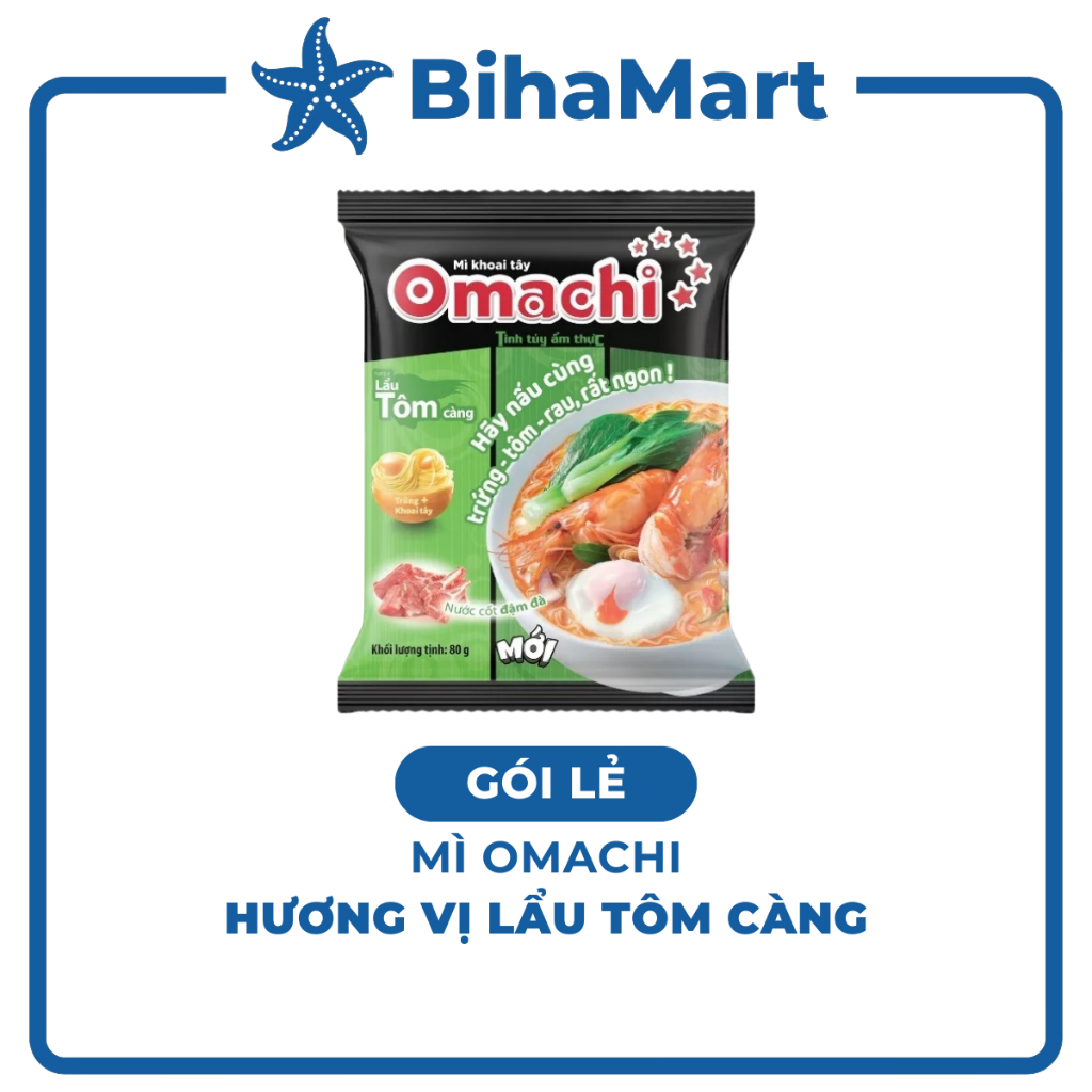 [GÓI LẺ] - MASAN - Mì khoai tây Omachi hương vị Lẩu Tôm Càng, Mì Omachi lẩu tôm càng gói, Mì Omachi 