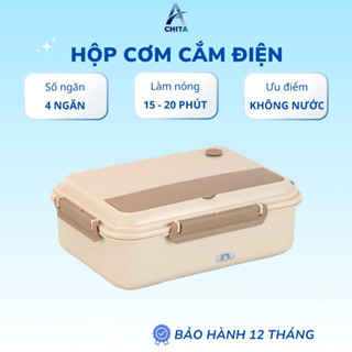  Hộp cơm cắm điện Achita H23 không dùng nước hộp cơm văn phòng 4 ngăn chất liệu inox 304 