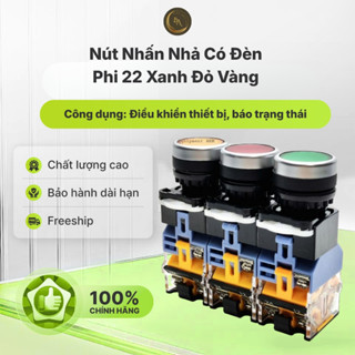 Nút Nhấn Nhả-nút nhấn tự giữ Có Đèn Phi 22 xanh đỏ vàng dienbaoanh