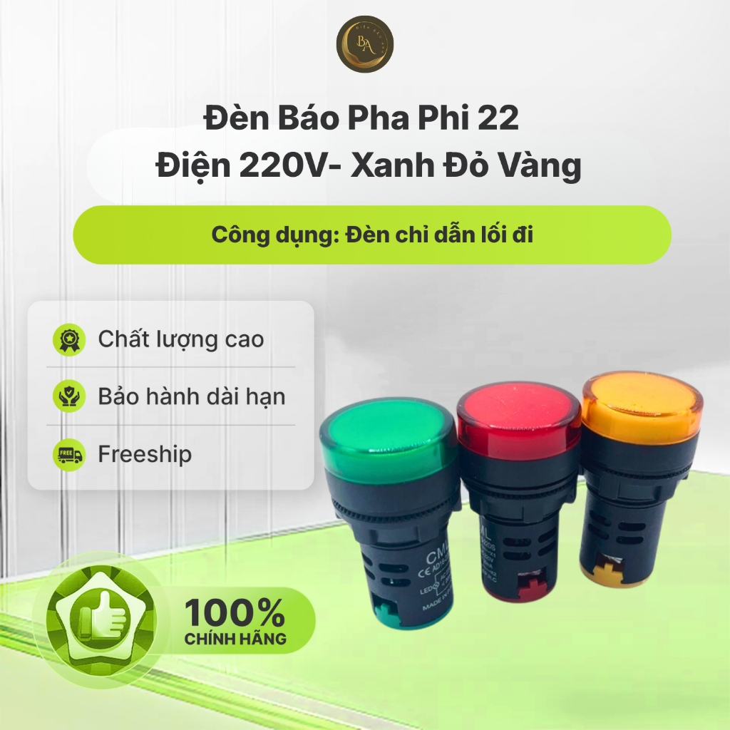 Đèn Báo Pha Phi 22 Xanh Đỏ Vàng