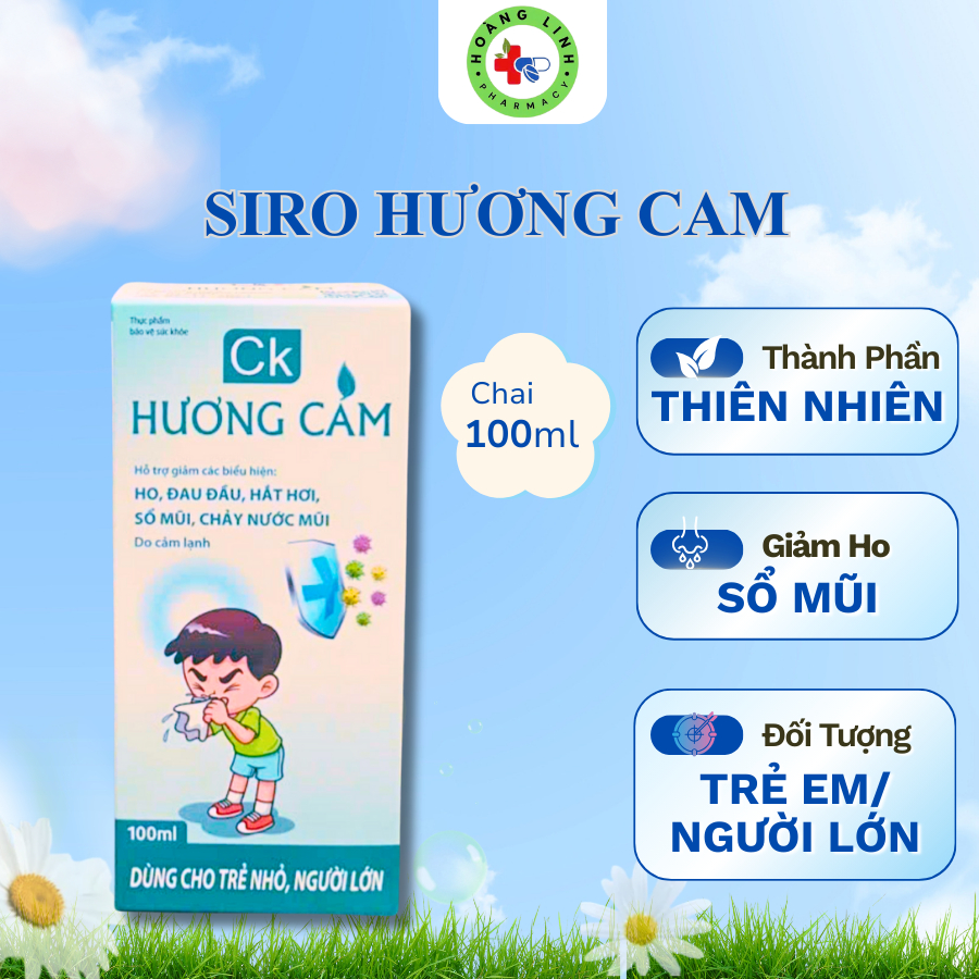 Siro CK hương cam hỗ trợ giảm các các triệu chứng ho hắt hơi sổ mũi ngạt mũi do cảm lạnh 100ml