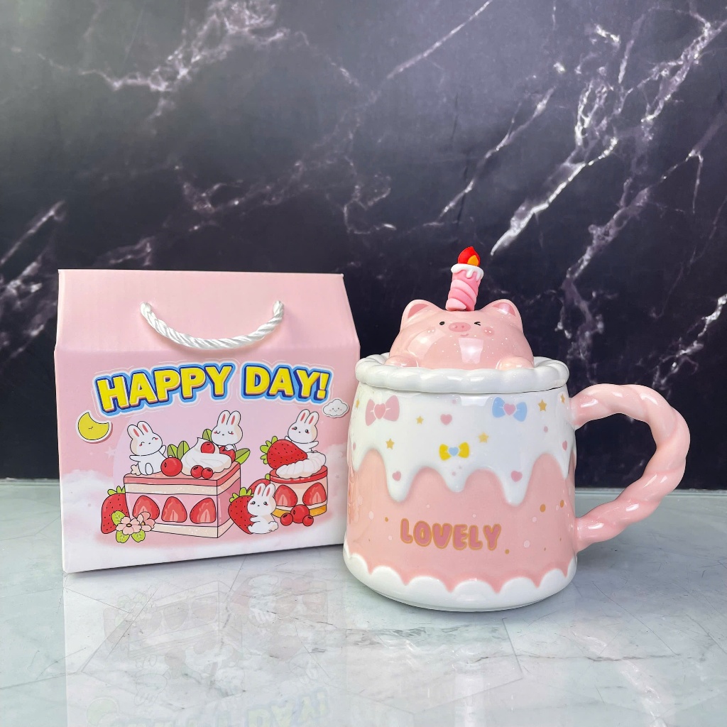  quà tặng sinh nhật  ly sứ 3288  cốc sứ họa tiết bánh kem hoạt hình 480ml - Gốm Sứ Sh 