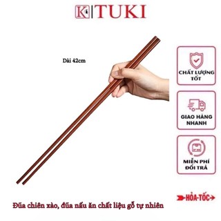 [Đũa gỗ] Đũa chiên xào, đũa nấu ăn chất liệu gỗ tự nhiên, dài 42cm - tiện dụng, siêu bền