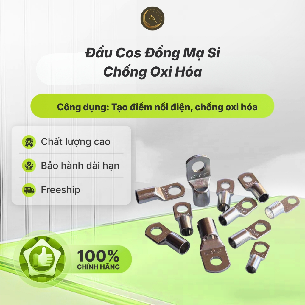 ĐẦU COS ĐỒNG, ĐẦU CỐT SC BẰNG ĐỒNG MẠ SI CHỐNG OXY HOÁ SC 4-4 đến SC 25-10