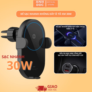  Đế Sạc Nhanh Không Dây Kiêm Giá Đỡ Điện Thoại Ô Tô XM 30W - WCJ02ZM Kẹp Cảm Biến Điện Chắc Chắn,Phù Hợp Mọi Loai Xe 