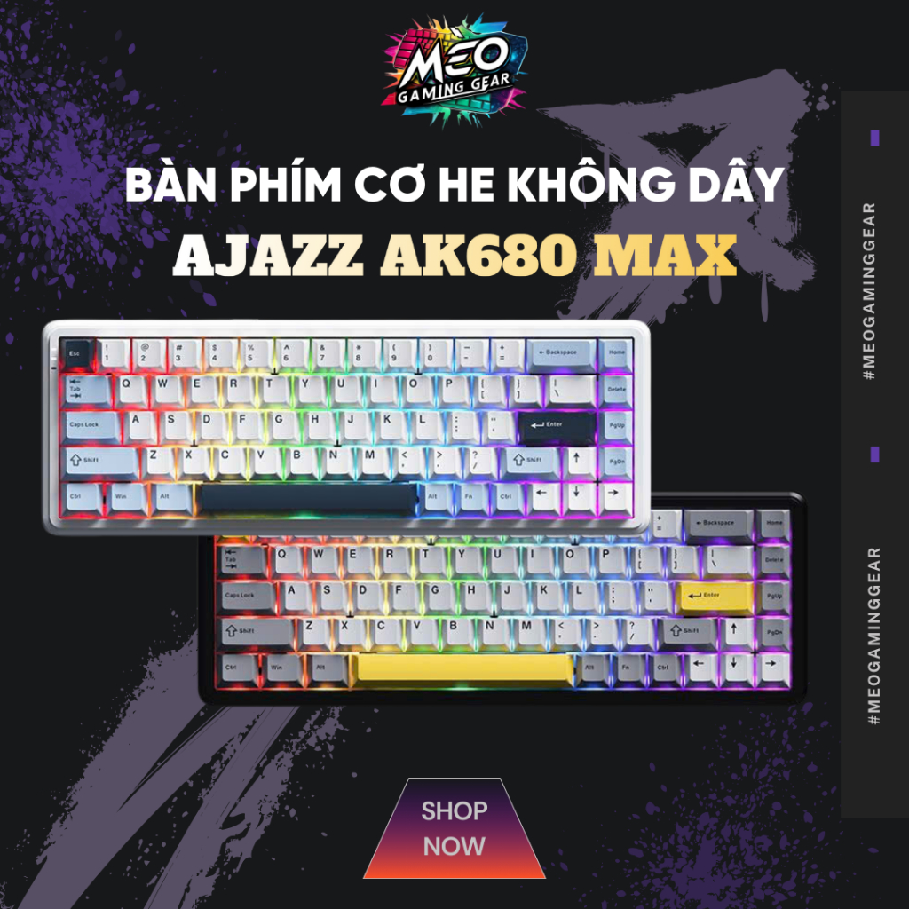 Bàn Phím Cơ Gaming Không Dây Ajazz AK680 MAX - 3 Mode - Dual Polling Rate 8K - RT 0.01mm