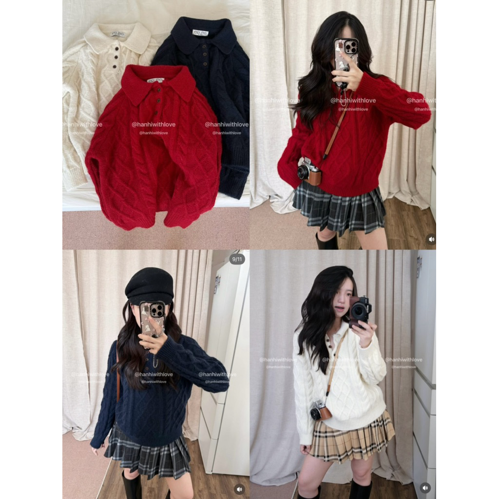 Yunyunstudios 🐻 ÁO LEN THỪNG CỔ BẺ 3 CÚC ERUME