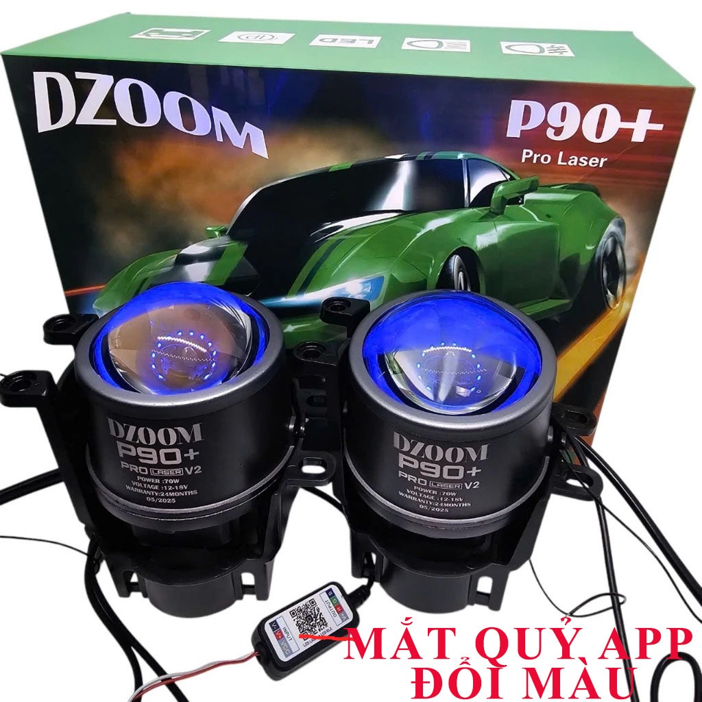 1 Cặp bi gầm 3 màu siêu sáng P90+MẮT QUỶ APP TRỢ PHA LASER công suất 140w chính hãng BẢO HÀNH 24 THÁ