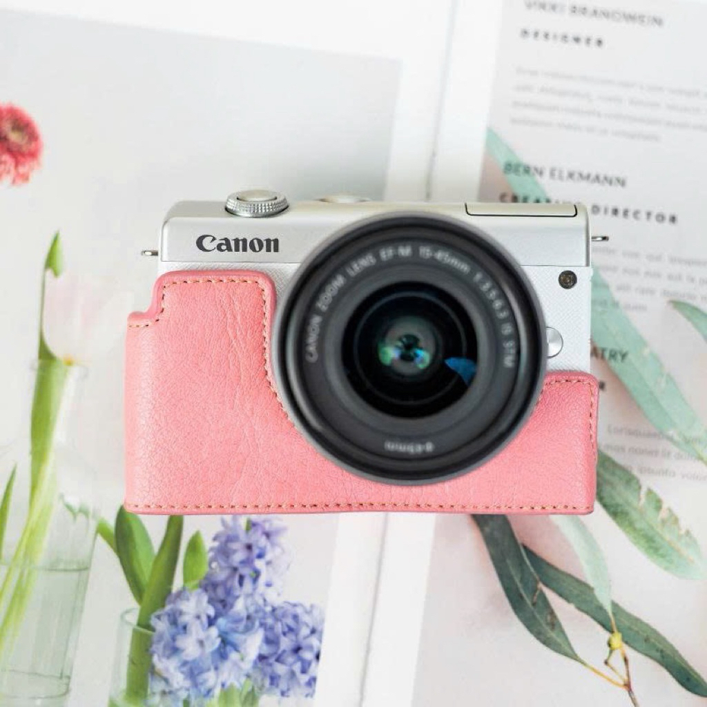 [Sẵn HN]Bao da máy ảnh Ca non M100 / M200 , ốp máy ảnh M100 / M200 , phụ kiện máy ảnh