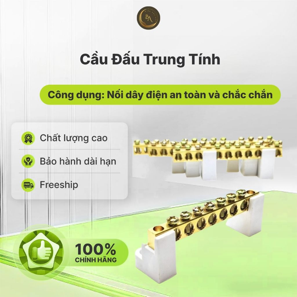 Cầu đấu trung tính (cầu mát), cầu đấu tiếp địa nhiều mắt, cầu đấu dây điện 5 mắt,7 mắt,8 mắt ,11 mắt,13 mắt dienbaoanh