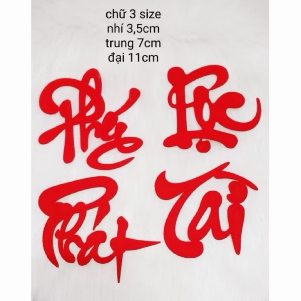Chữ Thư Pháp PHÁT - PHÚC - TÀI - LỘC Nhung Dán Dưa Hấu, Dán Bưởi Trang Trí Tết