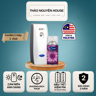  Máy xịt thơm phòng tự động Auramax + Lõi xịt thơm phòng Auramax 300ml  Combo  