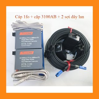 Combo converter quang 100Mbps + cáp quang 1fo bấm sẵn FL telecom bộ LAN Quang 3100AB (50 tới 250)m
