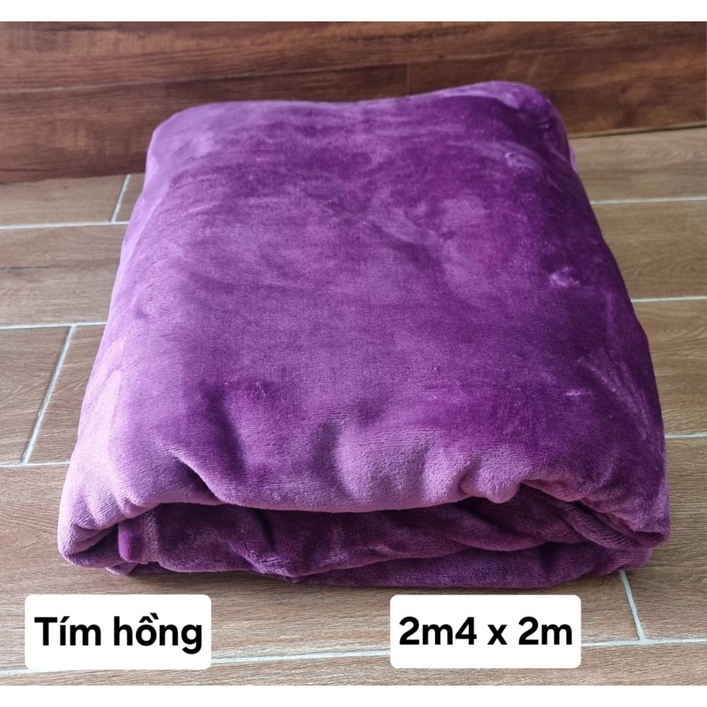 (Hỏa tốc HCM) Chăn trơn Cambodia mền trơn Tím hồng siêu mềm mịn 2m4 x 2m