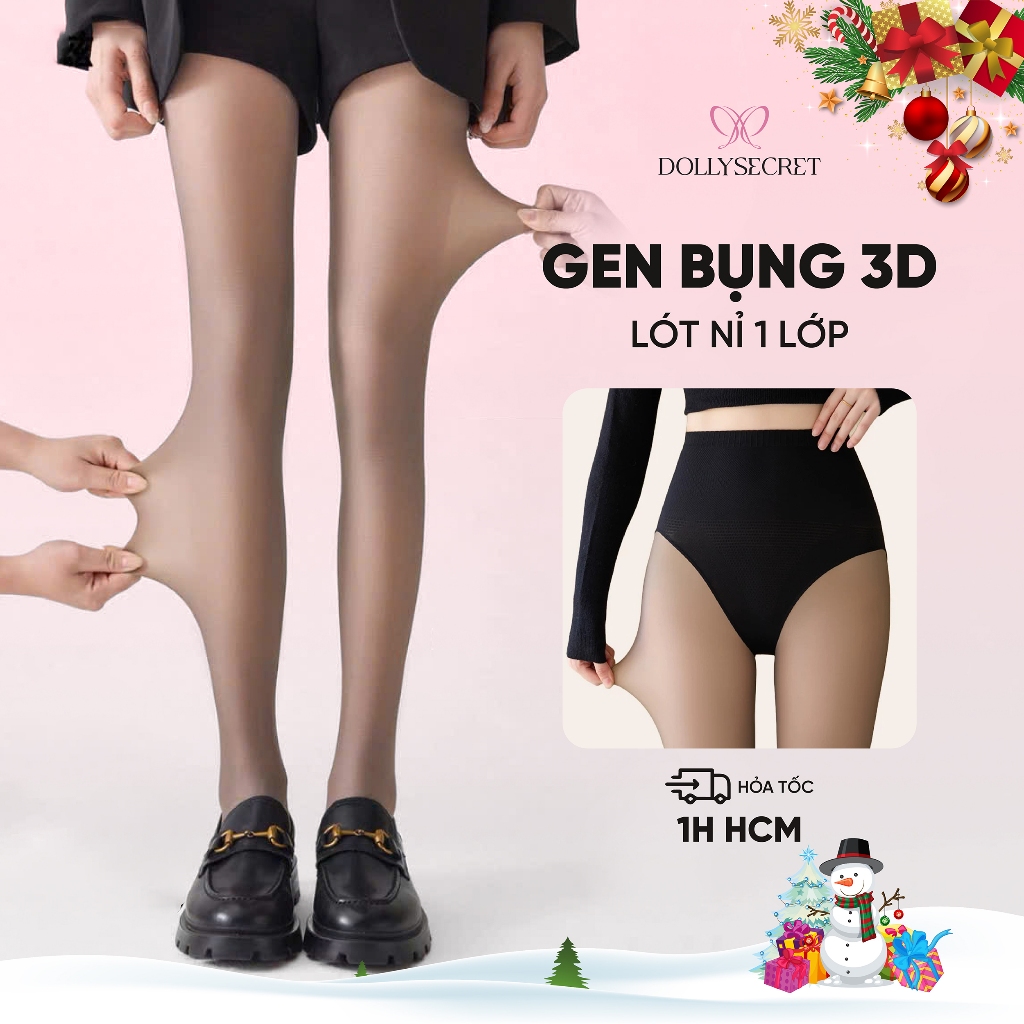  Quần Tất 3D Phối Gen Bụng Chất Nỉ Giữ Nhiệt DOLLY SECRET T45 Thon Chân Nâng Mông Siêu Đỉnh 