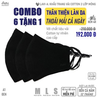 Khẩu trang vải 3D 2 lớp màu đen thoáng khí êm tai chính hãng Azumikichi giặt lại được - A1 