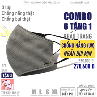  Khẩu trang vải chống nắng 3 lớp chống Tia UV chống bụi mịn không nẹp mũi màu Xám Chì Azumikichi BZ5 