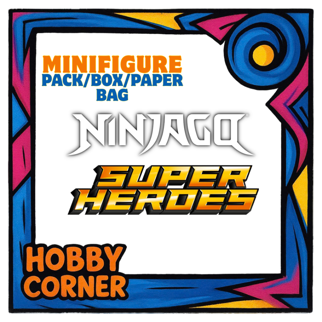 Túi nhân vật minifigure có sẵn tại Hobby Corner – chủ đề Ninjago, Super Heroes và nhiều dòng khác 🧱✨