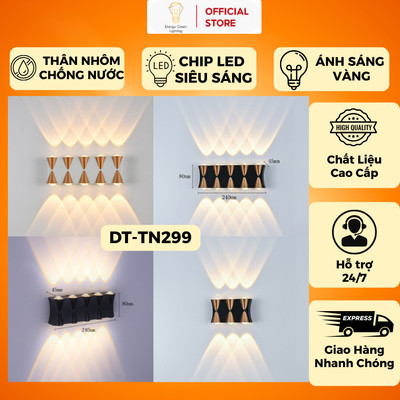 Đèn Tường 2 Đầu TN299 Energy Green Lighting - Thân Nhôm Chống Nước - Chip Led Siêu Sáng - Ánh Sáng Vàng