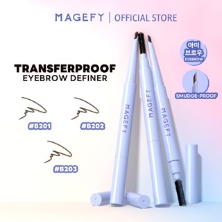  MAGEFY Bút Chì Kẻ Lông Mày 2 Đầu Transferproof Đầu Vát 0,05 mm & Cọ Chải – Khóa Màu 24H Chống Nước 