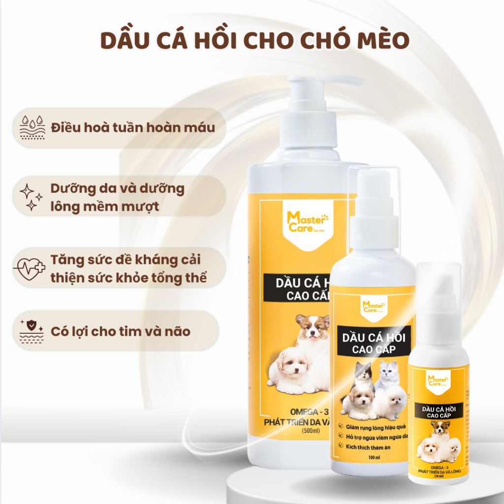 Dầu Cá Hồi Giảm Rụng Lông MasterCare Cho Chó Mèo Giúp Đẹp Da Mượt Lông Ăn Ngon Bổ Não Chắc Xương