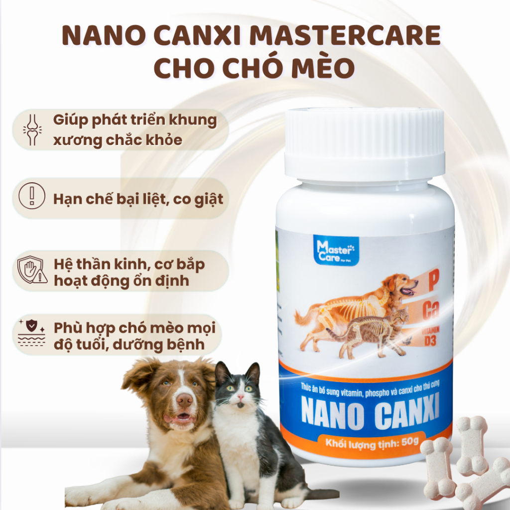 Nano Canxi Cho Chó Mèo - Bổ Sung Nano Canxi, D3, Phospho, Ngừa Còi Xương, Lên Tai, Tụt Canxi