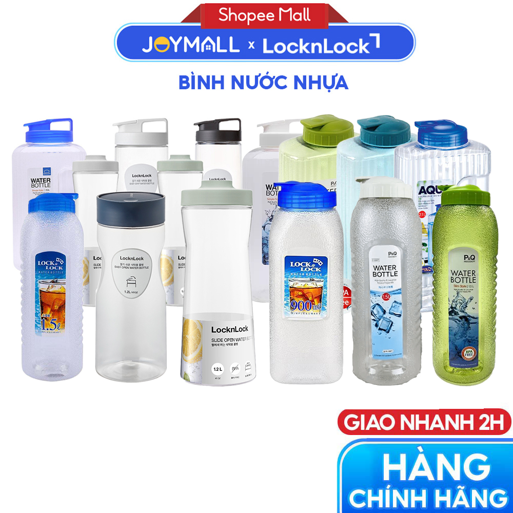 Bình Nước Nhựa LocknLock HAP739B 2.6L, HAP824 1.4L, 1.2L HAP813, Hàng chính hãng, dễ cầm nắm-JoyMall