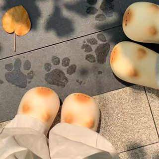   Hàng mới  Dép Sục Nữ Lót Lông In Hình Mèo Mập Mũm Mĩm - Dép Sục Xịn Đúc Nguyên Khối Chất Liệu EVA In Hình Dấu Chân Mèo 