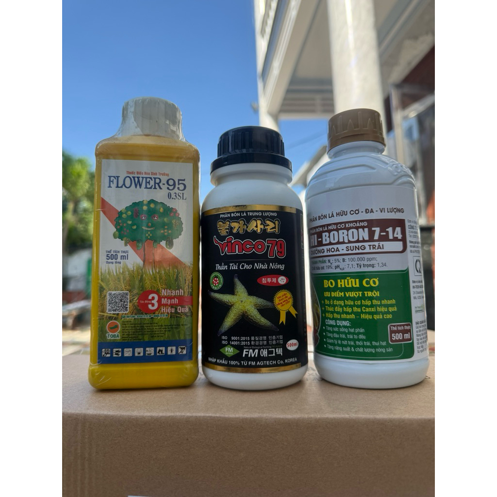 phân bón lá dưỡng bông chắc cuống ( f95 500ml+ 500ml vinco 79 + 500ml hi boro 7-14)