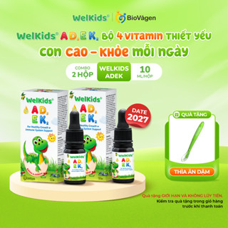 Combo 2 lọ WelKids ADEK bổ sung D3K2 kết hợp Vitamin A, E hỗ trợ nâng cao đề kháng, phát triển chiều cao