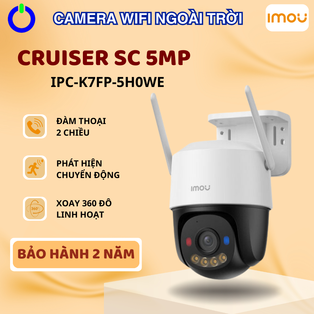 Camera Ngoài Trời Wifi IMOU CRUISER SC 5MP XOAY 360° Siêu Nét Ban Đêm Có Màu Bảo Hành 2 Năm
