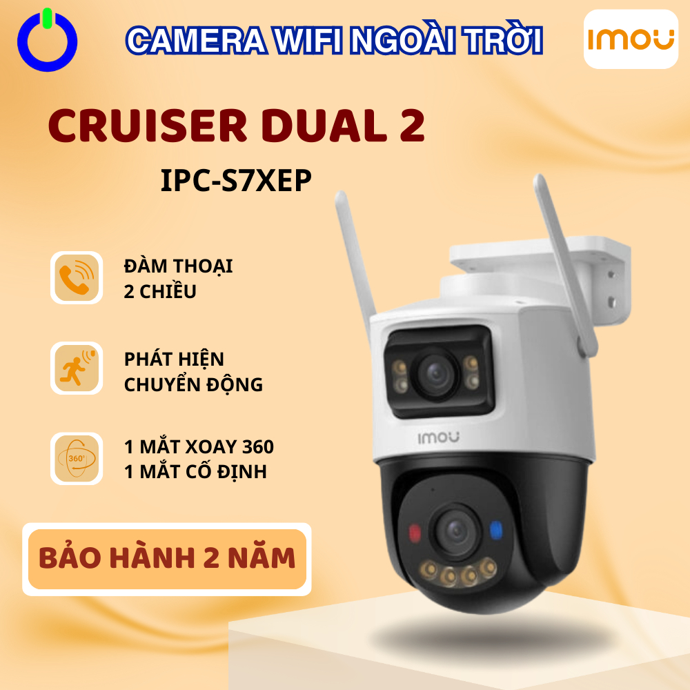 Camera Wifi Ngoài Trời IMOU CRUISER DUAL 2 Ống Kính 2 Tầm Nhìn 360 Đàm Thoại 2 Chiều Bảo Hành 2 Năm