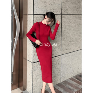 Đầm Dáng Dài Midi Ôm Dáng - Váy Body Nữ Tay Dài Chất Len Tăm Mềm Mịn Co Giãn Freesize Cinzy