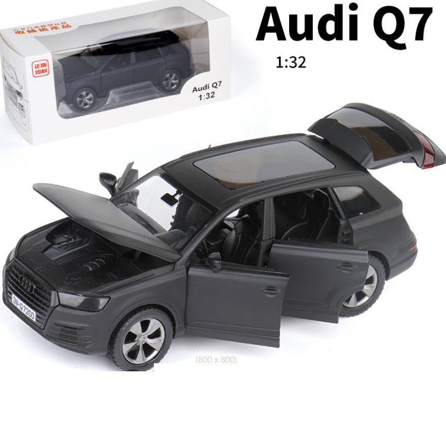 Mô hình xe ô tô Audi Q7 tỉ lệ 1:32 bằng kim loại có âm thanh và đèn mở các cửa xe đồ chơi trẻ em