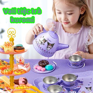  Bộ Đồ Chơi Vali Tiệc Trà Chiều Bánh Kẹo Kuromi Có Ấm Chén Và Tháp Bánh Đồ Chơi Nhập Vai Cho Bé Gái 