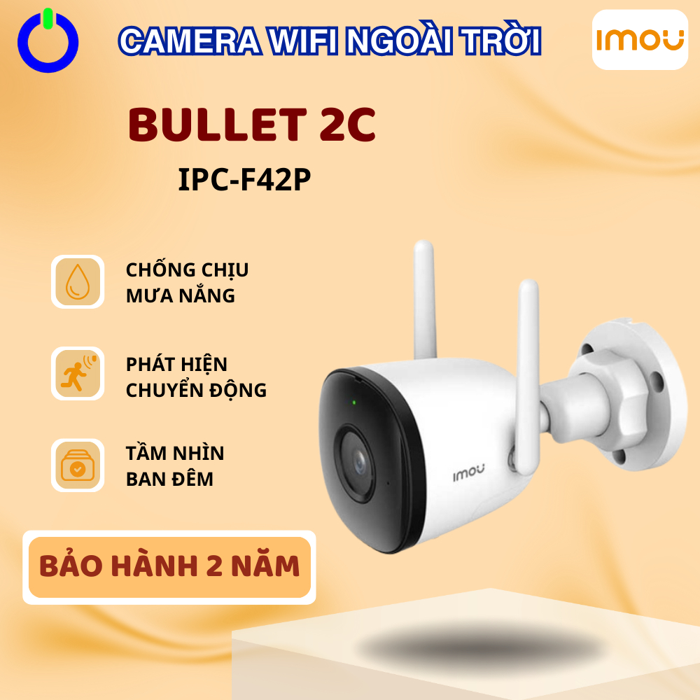 Camera Wifi Ngoài Trời IMOU BULLET 2C Có MIC Hồng Ngoại 30m Phát Hiện Người Bảo hành 2 Năm