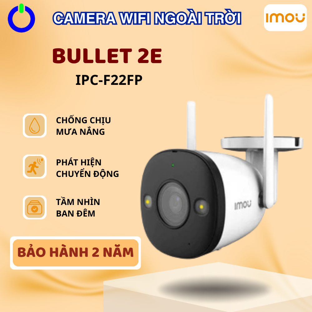 Camera WiFi Ngoài Trời IMOU BULLET 2E F22FP 2MP Full HD Màu Ban Đêm Phát Hiện Người Bảo Hành 2 Năm