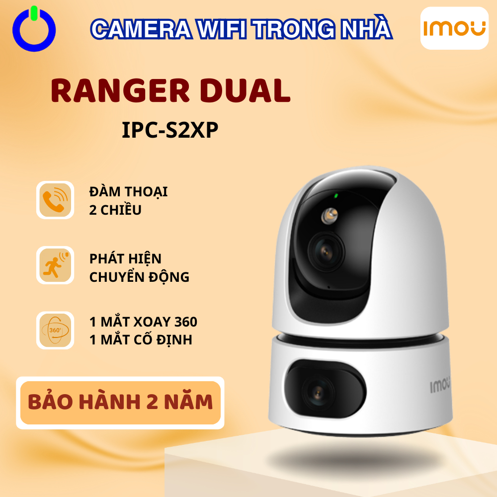 Camera Wifi Trong Nhà IMOU RANGER DUAL 2 Ống Kính 2 Tầm Nhìn 360 Đàm Thoại 2 Chiều Bảo Hành 2 Năm