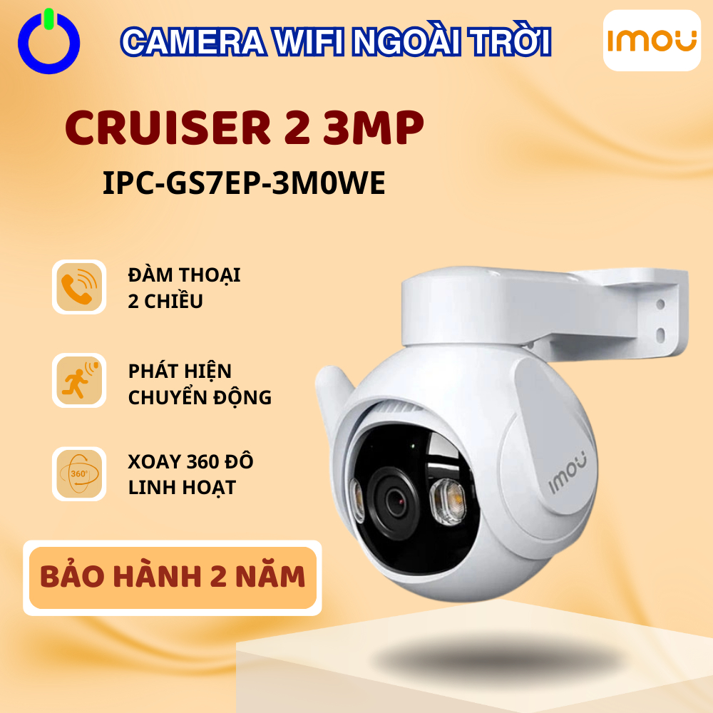 Camera IMOU Wifi Ngoài Trời CRUISER 2 3MP IPC-GS7EP-3M0WE Đàm Thoại 2 Chiều Màu Ban Đêm BH 2 Năm