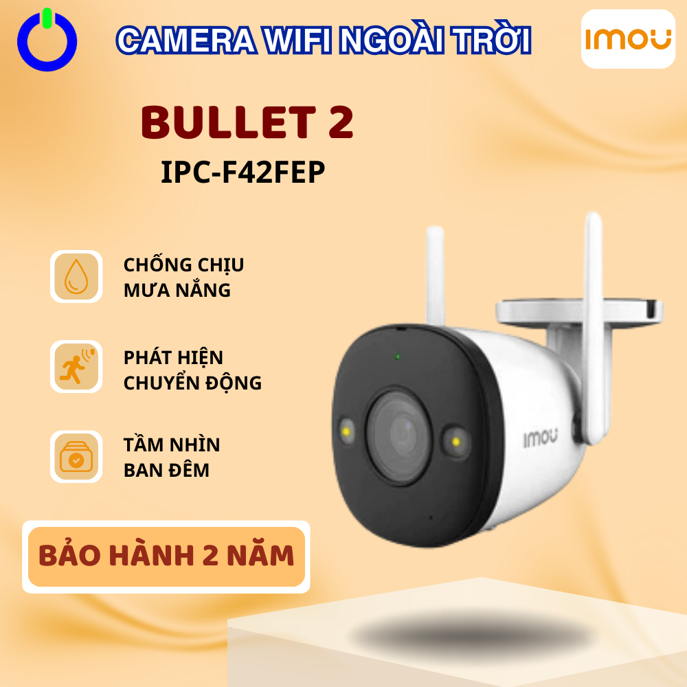 Camera Wifi Ngoài Trời IMOU BULLET 2 F42FEP 4MP Hồng Ngoại Full Color Có MIC Bảo Hành 2 Năm