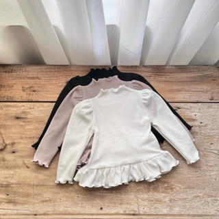  Áo cổ leo tay bồng phối tùng nhún cho bé 