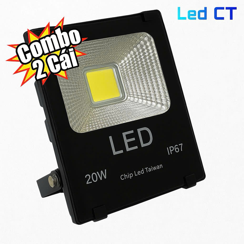 (Combo 2 Cái) Đèn pha led 20W Thân Nhôm (Trắng, Vàng, Xanh lá, Xanh dương, Đỏ, Đổi màu)
