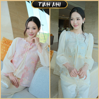  Set áo gấm hoa nhũ TINH NHI nhẹ nhàng nữ tính PP31 